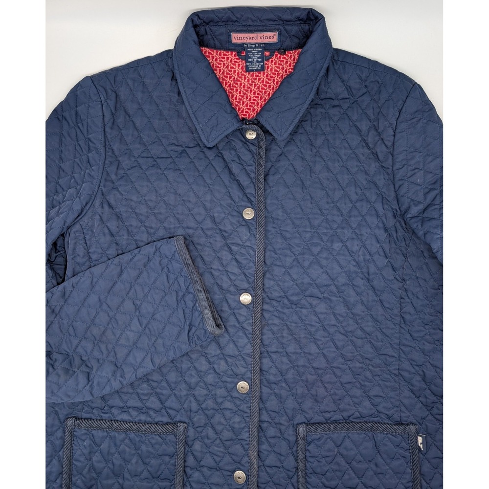 Vineyard Vines Jacket Women's Large Navy Quilted Barn Coat‎ Lined Whale